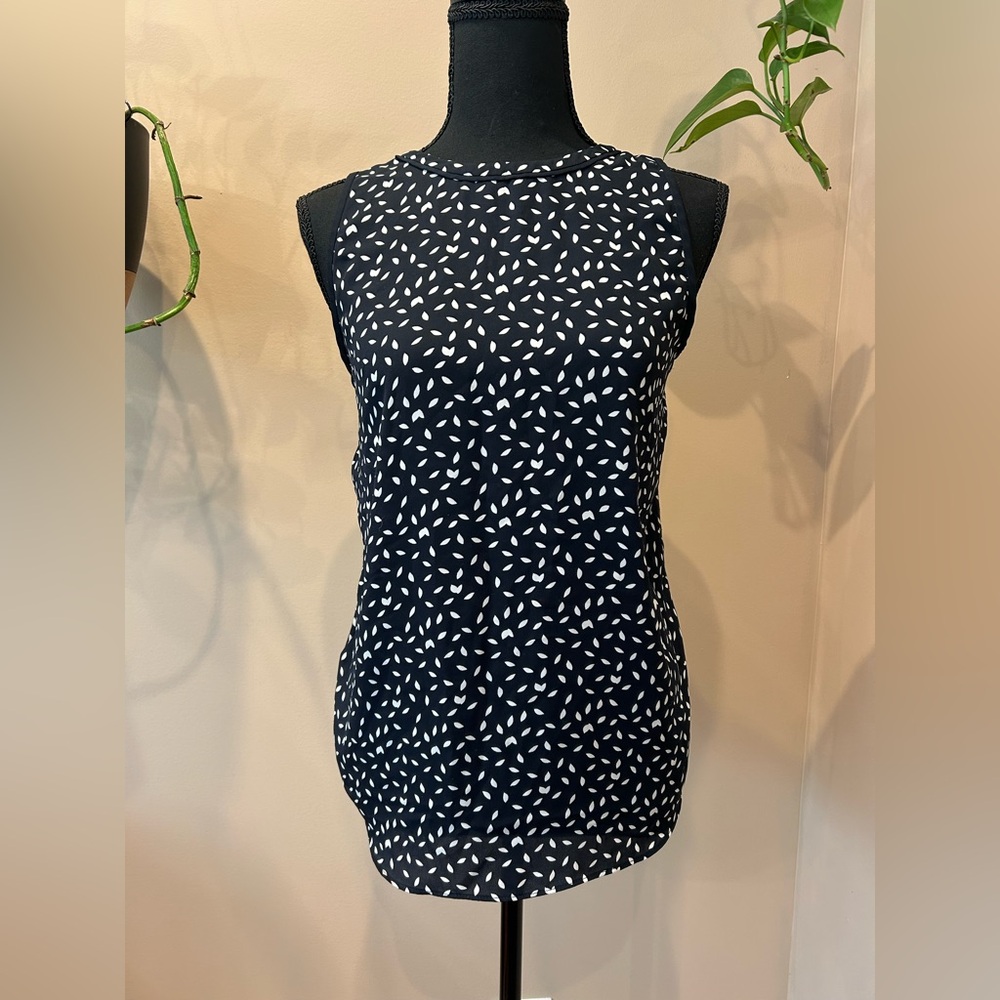 LOFT Navy and White Patterned Top